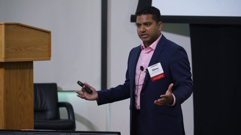 Dr. Dhru Bee speaking at a leadership event